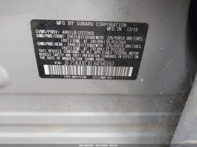 2020 SUBARU FORESTER JF2SKAXCXLH494092 Photo 8