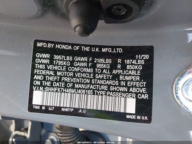 SHHFK7H48MU406165 Honda l15ba