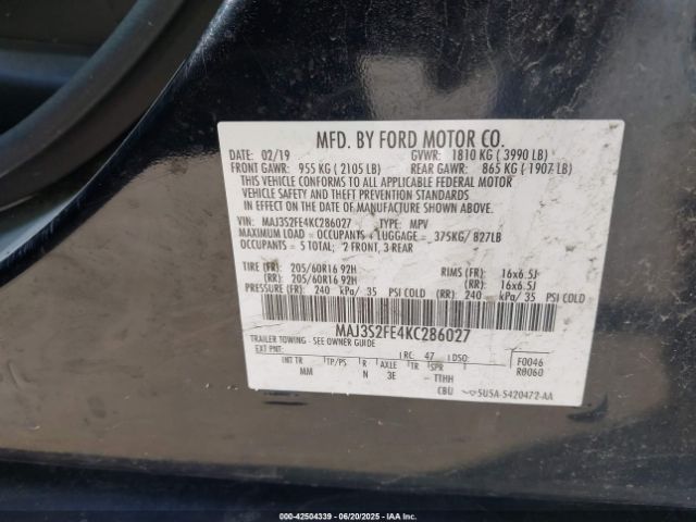 2019 FORD ECOSPORT MAJ3S2FE4KC286027 Photo 8