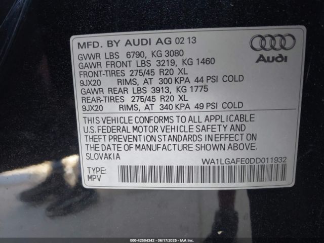 2013 AUDI Q7 WA1LGAFE0DD011932 Photo 8