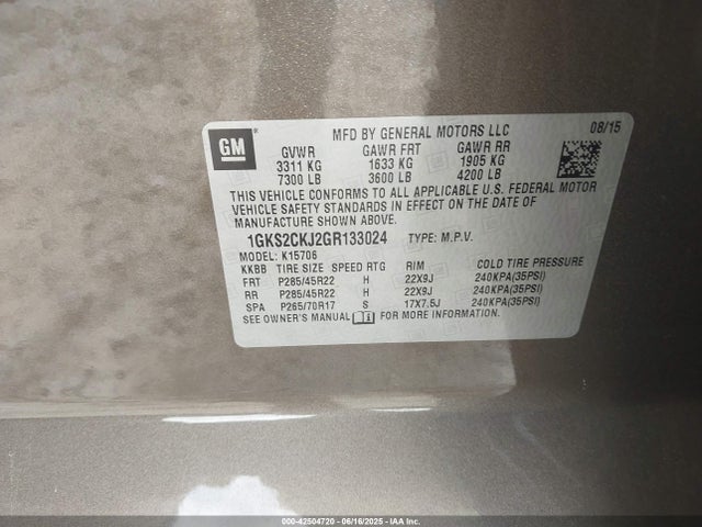 1GKS2CKJ2GR133024 GMC l86 - sidi, vvt, afm, e85 max, alum