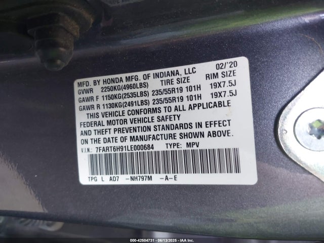 7FART6H91LE000684 Honda lfb2