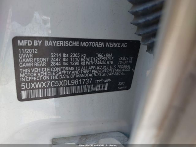 2013 BMW X3 5UXWX7C5XDL981737 Photo 8