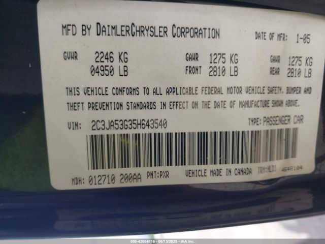 2005 CHRYSLER 300 2C3JA53G35H643540 Photo 8
