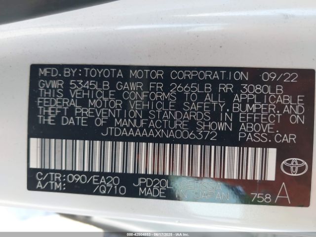 2022 TOYOTA MIRAI JTDAAAAAXNA006372 Photo 8