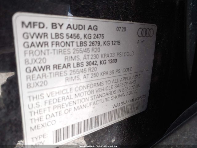 2020 AUDI Q5 WA1BNAFY4L2093573 Photo 8
