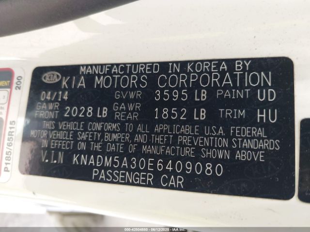 KNADM5A30E6409080 KIA RIO LX