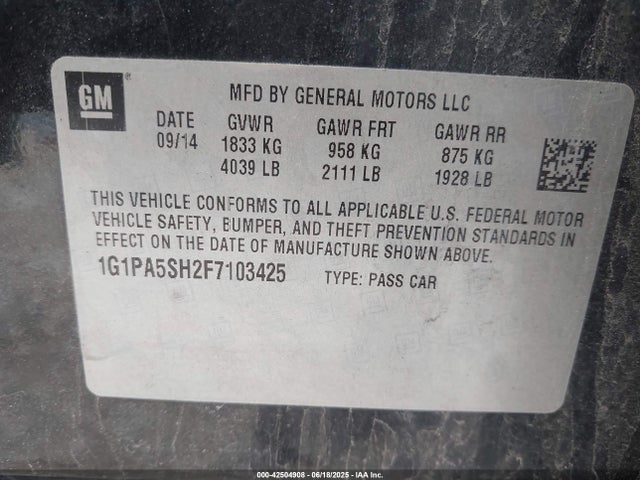 1G1PA5SH2F7103425 Chevrolet luw