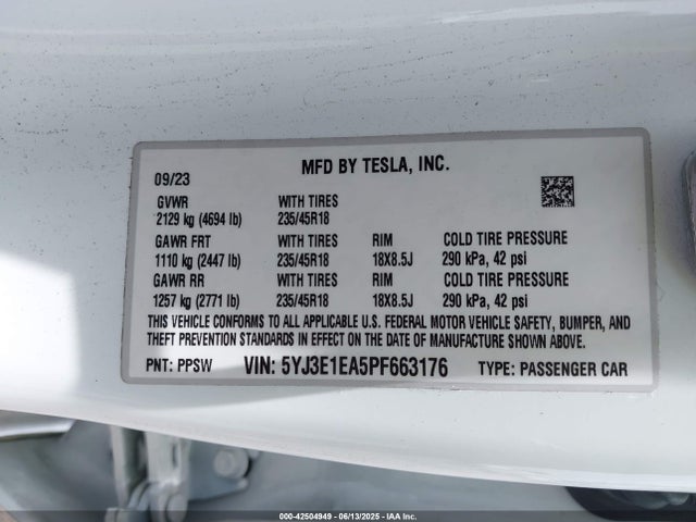 2023 TESLA MODEL 3 5YJ3E1EA5PF663176 Photo 8
