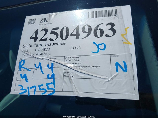 KM8K62AB2NU883307 Hyundai mpi nu pe