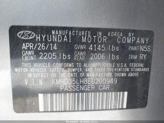 KMHD35LH8EU200949 Hyundai dohc gdi nu