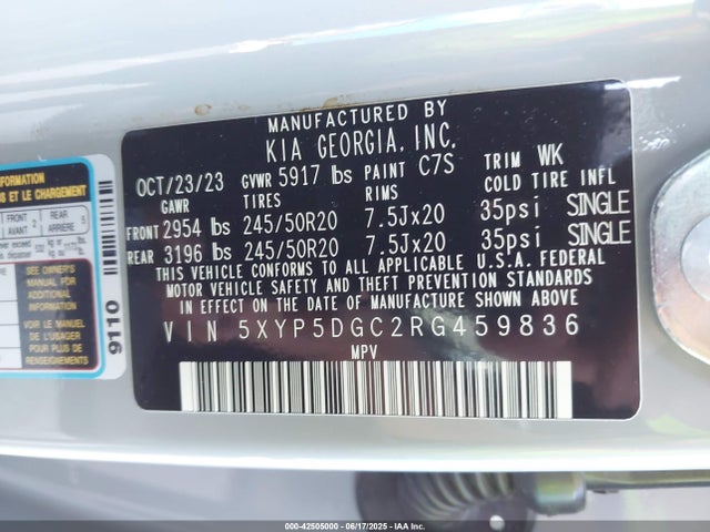 KIA gdi lambda-ii 2024 5XYP5DGC2RG459836 Image 9