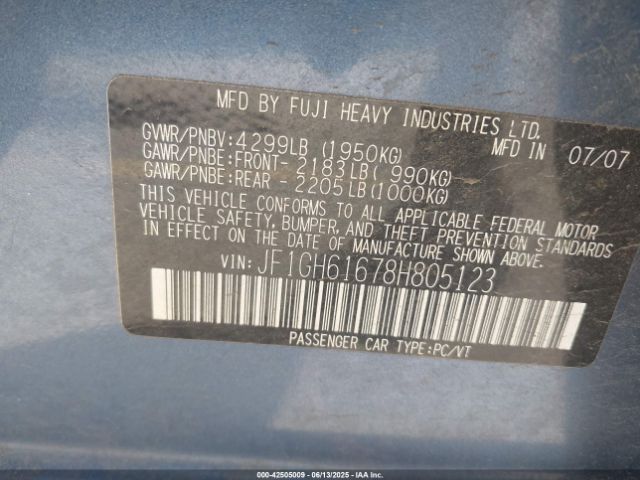 2008 SUBARU IMPREZA JF1GH61678H805123 Photo 8