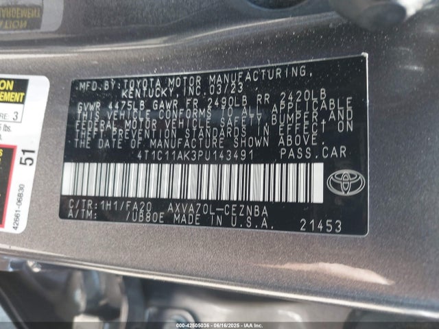4T1C11AK3PU143491 Toyota a25a-fks