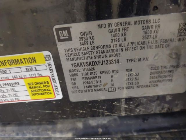2015 GMC ACADIA 1GKKVSKDXFJ133314 Photo 8