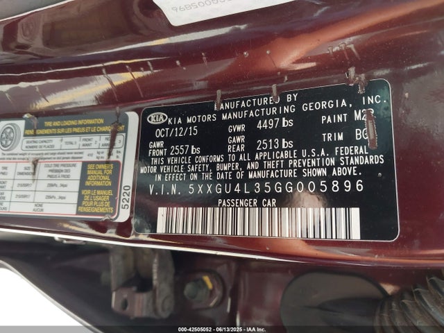 5XXGU4L35GG005896 KIA t-gdi theta ii