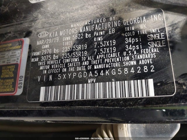 5XYPGDA54KG584282 KIA gdi lambda-ii
