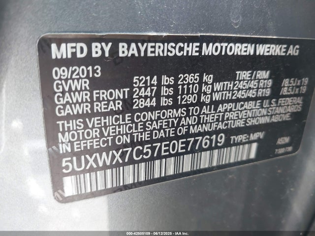 5UXWX7C57E0E77619 BMW X3 Xdrive35i