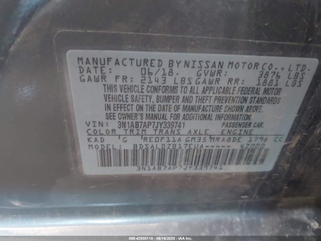 3N1AB7AP7JY339741 Nissan 2018