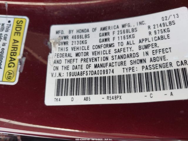 2013 ACURA TL 19UUA8F57DA009974 Photo 8