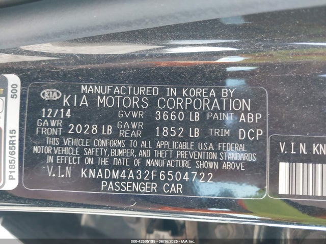 KNADM4A32F6504722 KIA dohc gamma