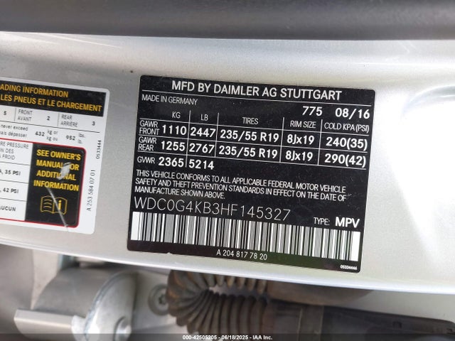 WDC0G4KB3HF145327 Mercedes-Benz m274