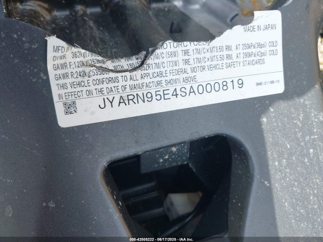JYARN95E4SA000819 Yamaha Mtn890 (mt-09)