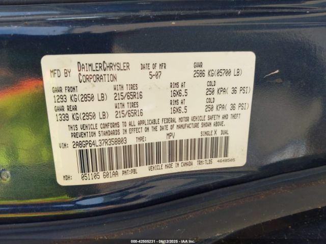 2007 CHRYSLER TOWN & COUNTRY 2A8GP64L37R358803 Photo 8
