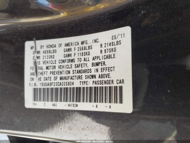 2012 ACURA TL 19UUA8F20CA005804 Photo 8