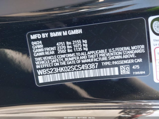WBS23HK02SCS49387 BMW M4