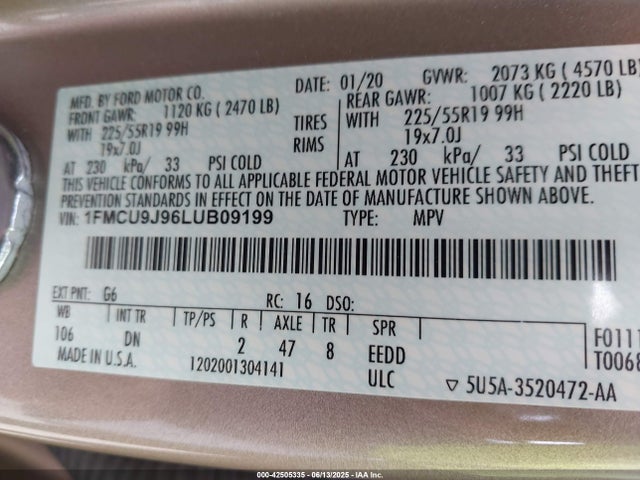 1FMCU9J96LUB09199 Ford gtdi, 240ps