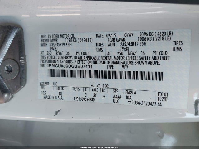 1FMCU0JX0GUB07111 Ford 2016