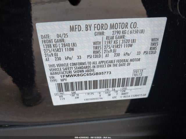 1FMWK8GC6SGB95773 Ford gtdi