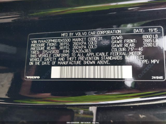 2016 VOLVO XC90 YV4A22PM6G1045500 Photo 8