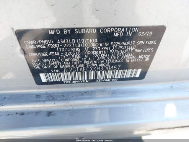 JF2GTAECXKH308457 Subaru naturally aspirated