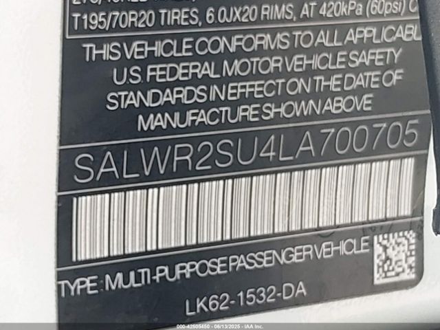 2020 LAND ROVER RANGE ROVER SPORT SALWR2SU4LA700705 Photo 8