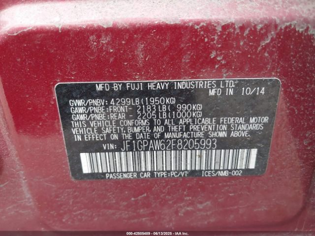 2015 SUBARU IMPREZA JF1GPAW62F8205993 Photo 8
