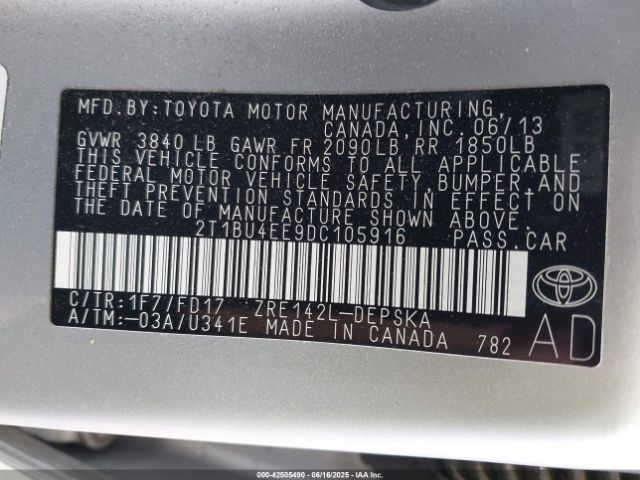 2013 TOYOTA COROLLA 2T1BU4EE9DC105916 Photo 8