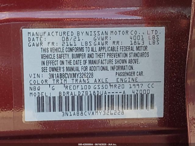2021 NISSAN SENTRA 3N1AB8CVXMY326228 Photo 8