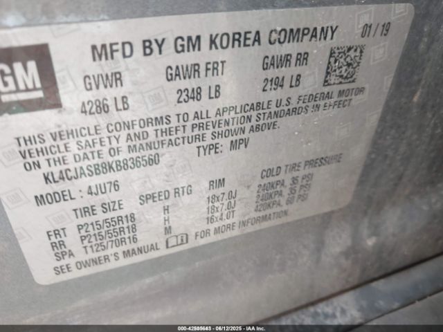 KL4CJASB8KB836560 Buick Encore Fwd Preferred