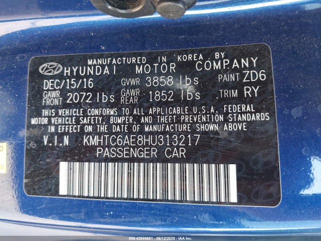 KMHTC6AE8HU313217 Hyundai t-gdi gamma