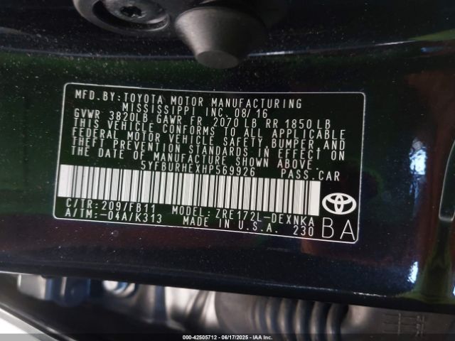 5YFBURHEXHP569926 Toyota 2zr-fe