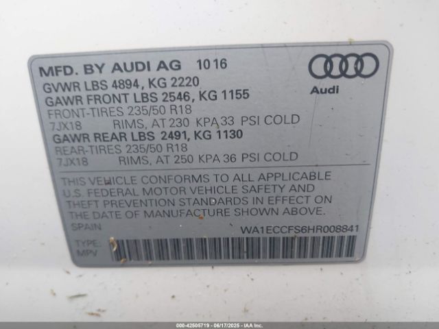 2017 AUDI Q3 WA1ECCFS6HR008841 Photo 8