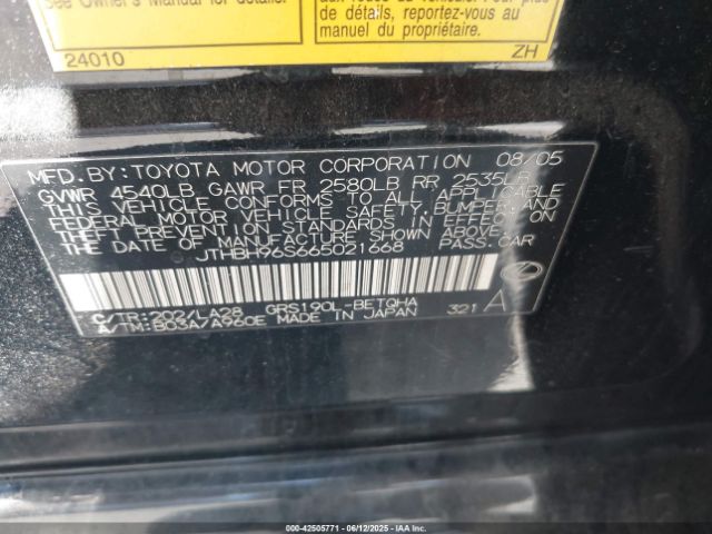 2006 LEXUS GS 300 JTHBH96S665021668 Photo 8