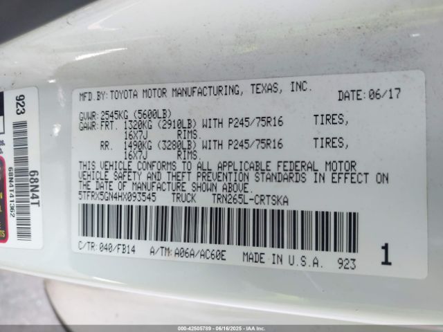 5TFRX5GN4HX093545 Toyota 2tr-fe