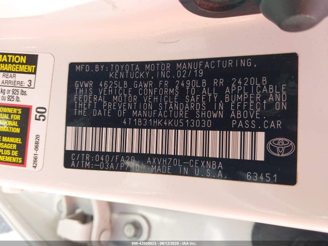 4T1B31HK4KU513030 Toyota a25a-fxs port+direct