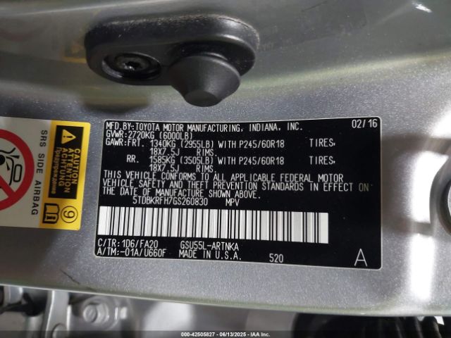 2016 TOYOTA HIGHLANDER 5TDBKRFH7GS260830 Photo 8