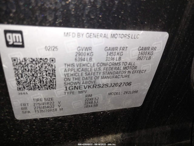 1GNEVKRS2SJ202706 Chevrolet lk0