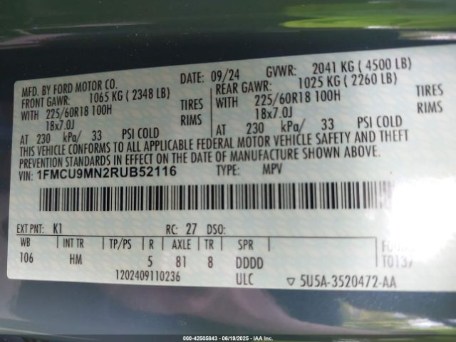 2024 FORD ESCAPE 1FMCU9MN2RUB52116 Photo 8