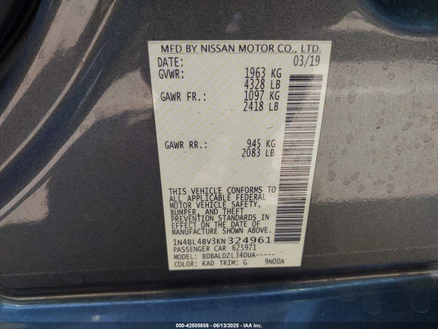 1N4BL4BV3KN324961 Nissan 2019